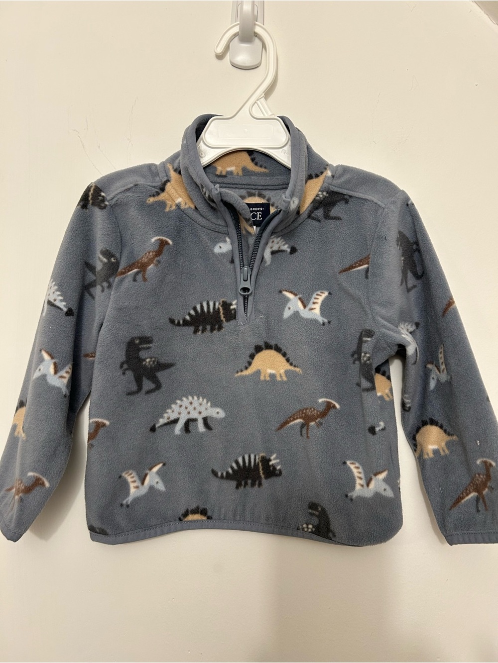 The Children's Place Gray Fleece Quarter-Zip, Dinosaur Print